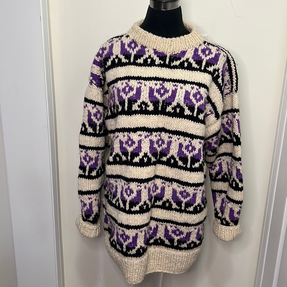 Vintage Aztec 100% Wool CrewNeck Sweater Size large